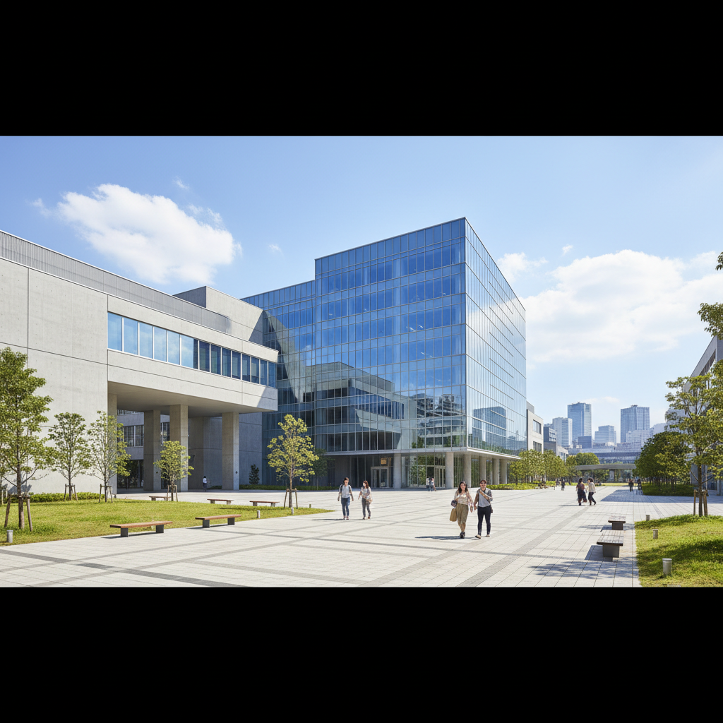 Modern university campus in Tokyo