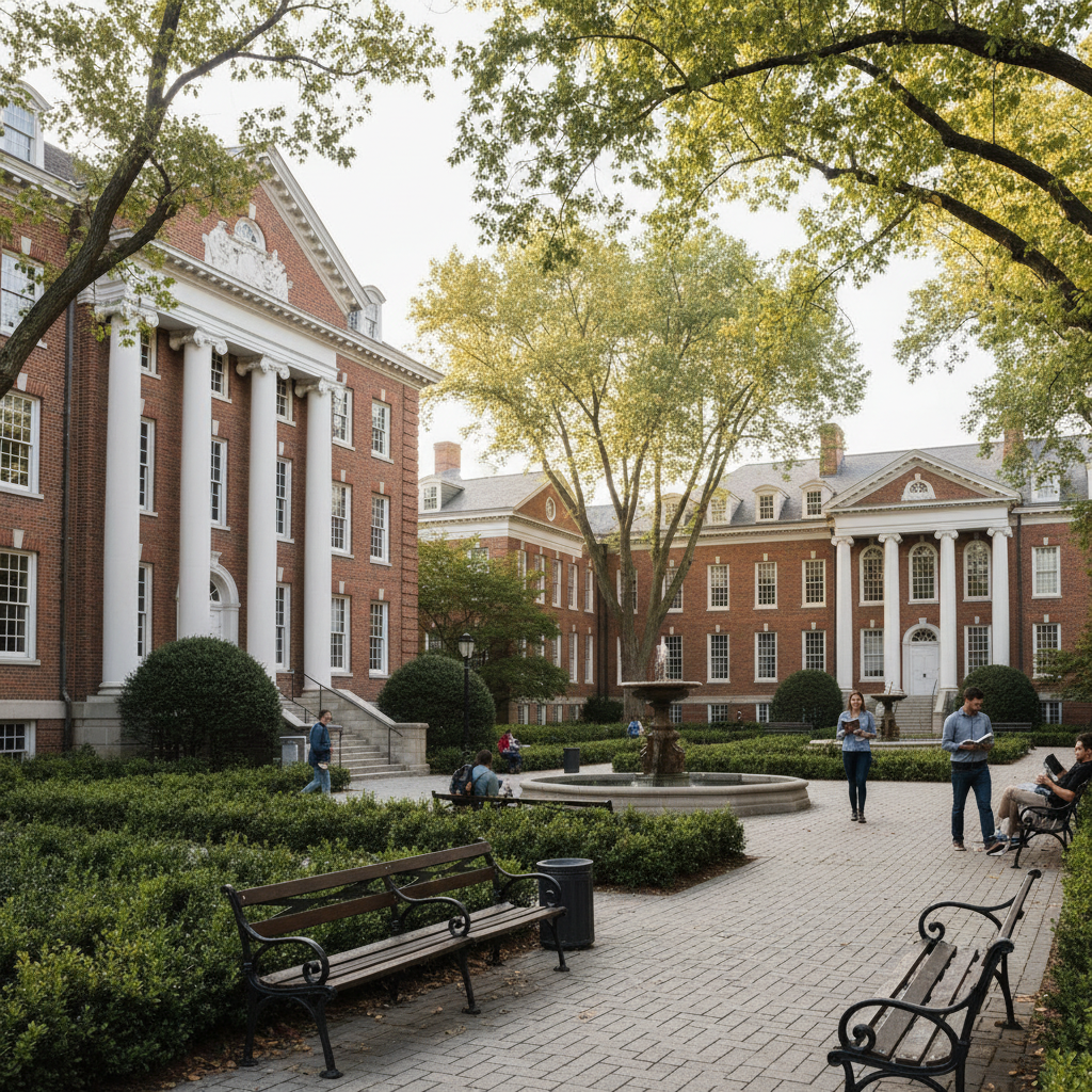 University campus with neoclassical architecture