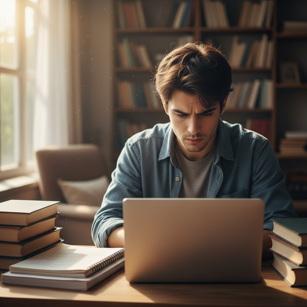 Portrait of male engineering student with laptop