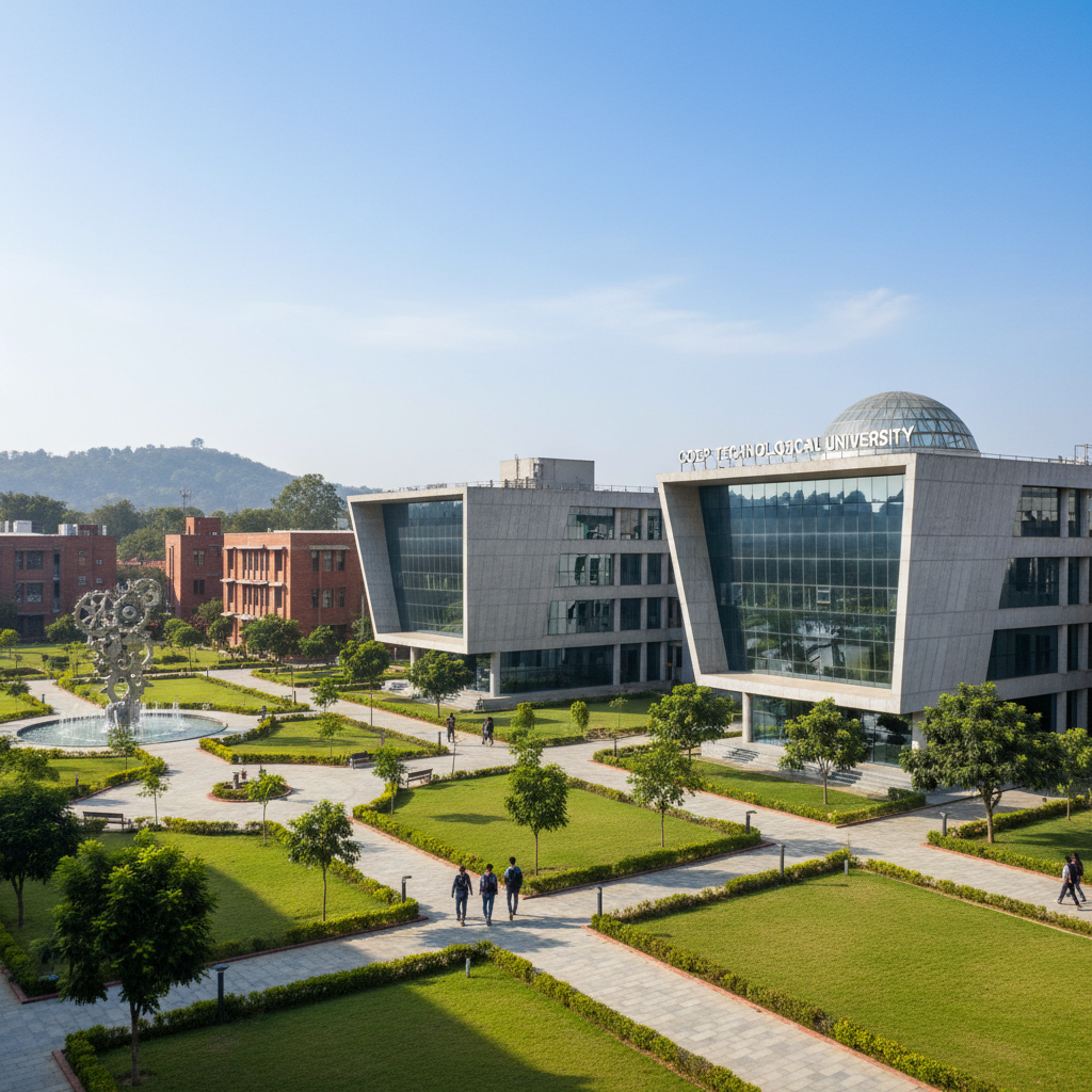 Modern university campus with contemporary architecture