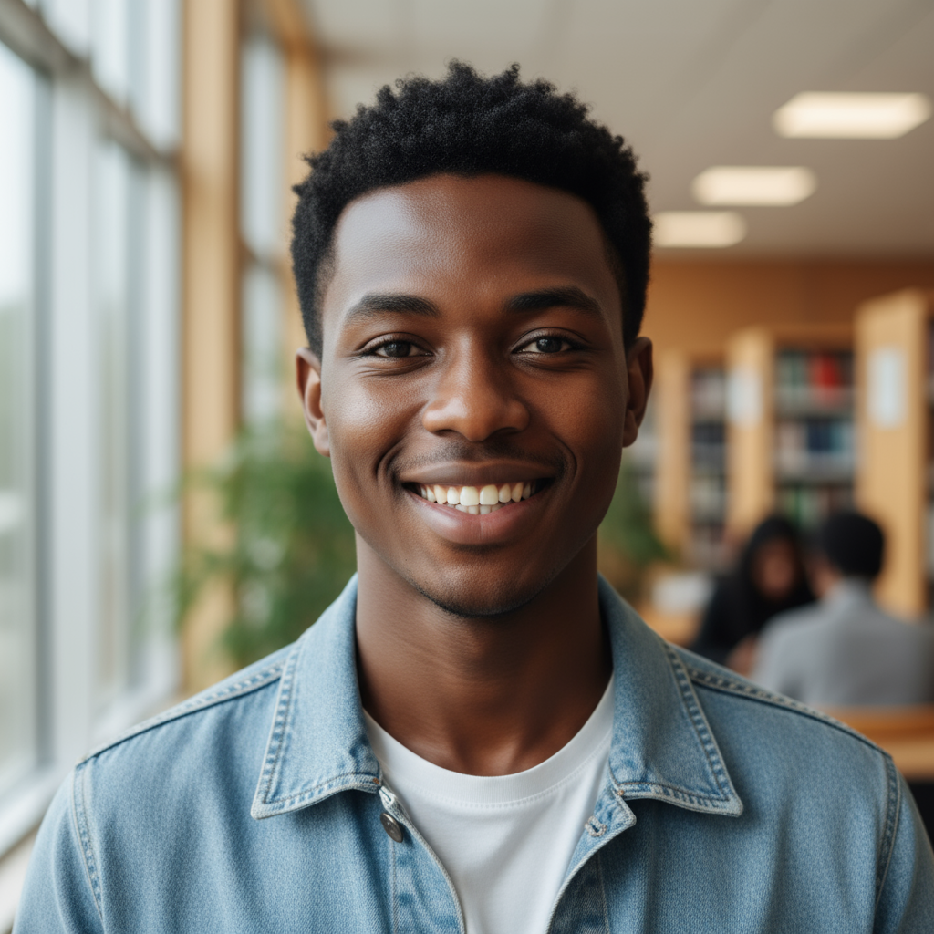 Portrait of confident male student in business casual attire
