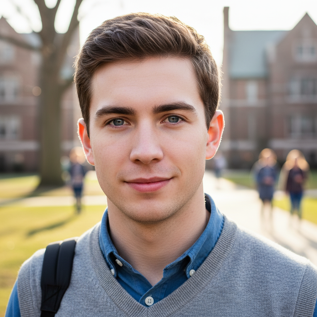 Portrait of confident male student with laptop