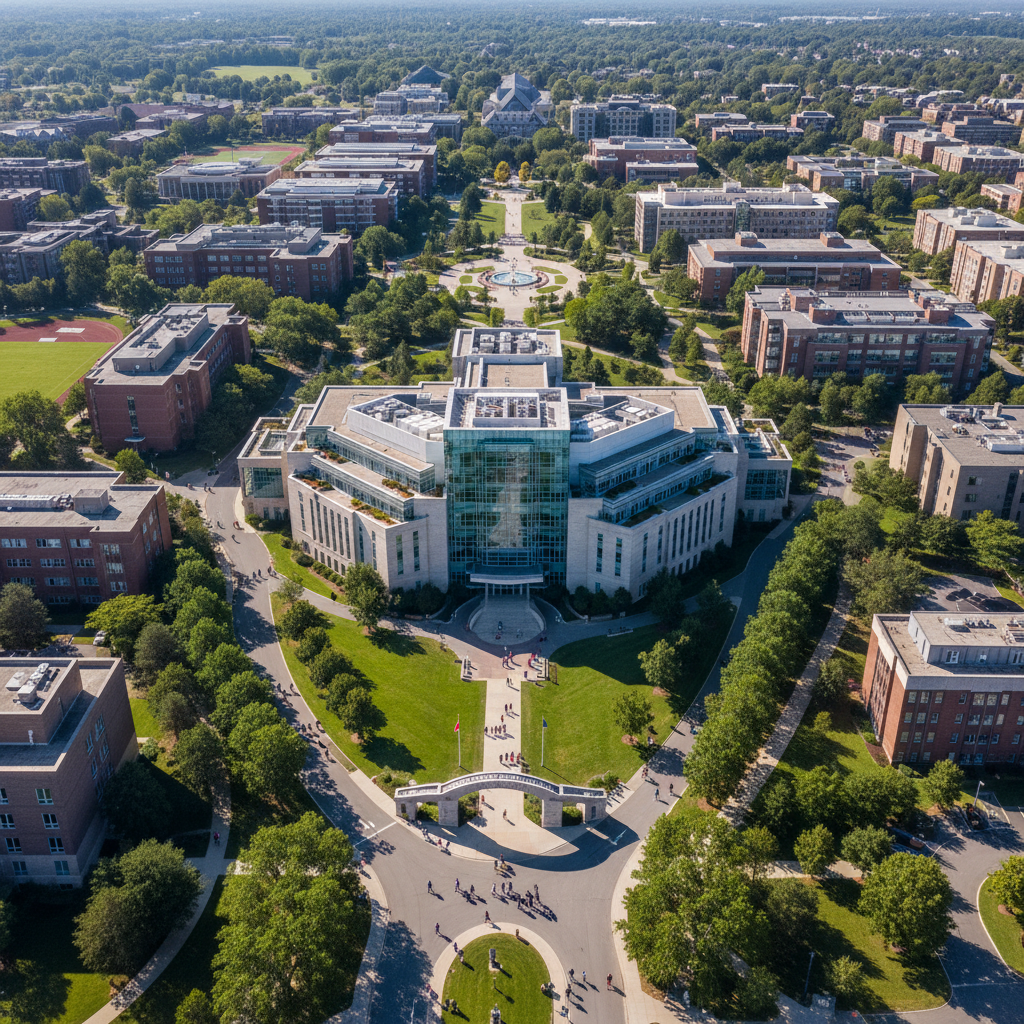 Private university campus with modern facilities