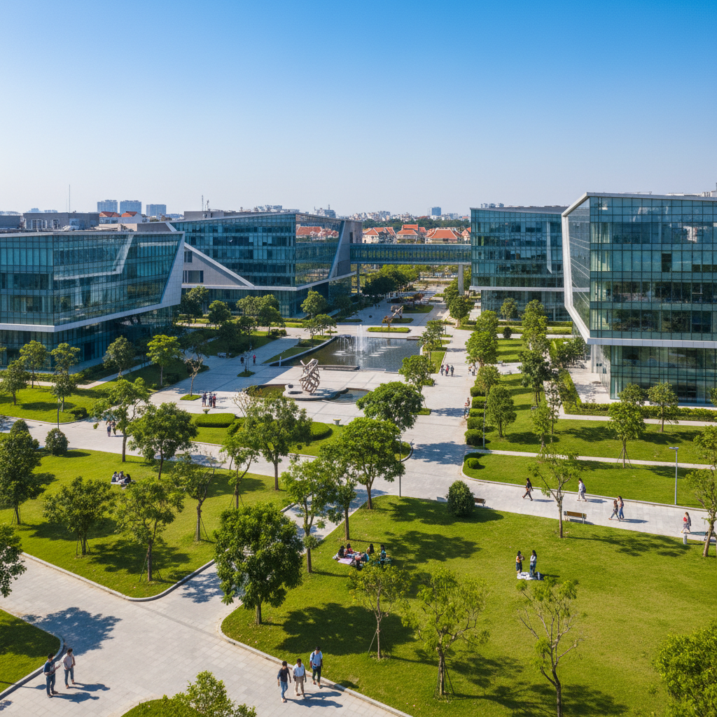Modern university campus in Hanoi