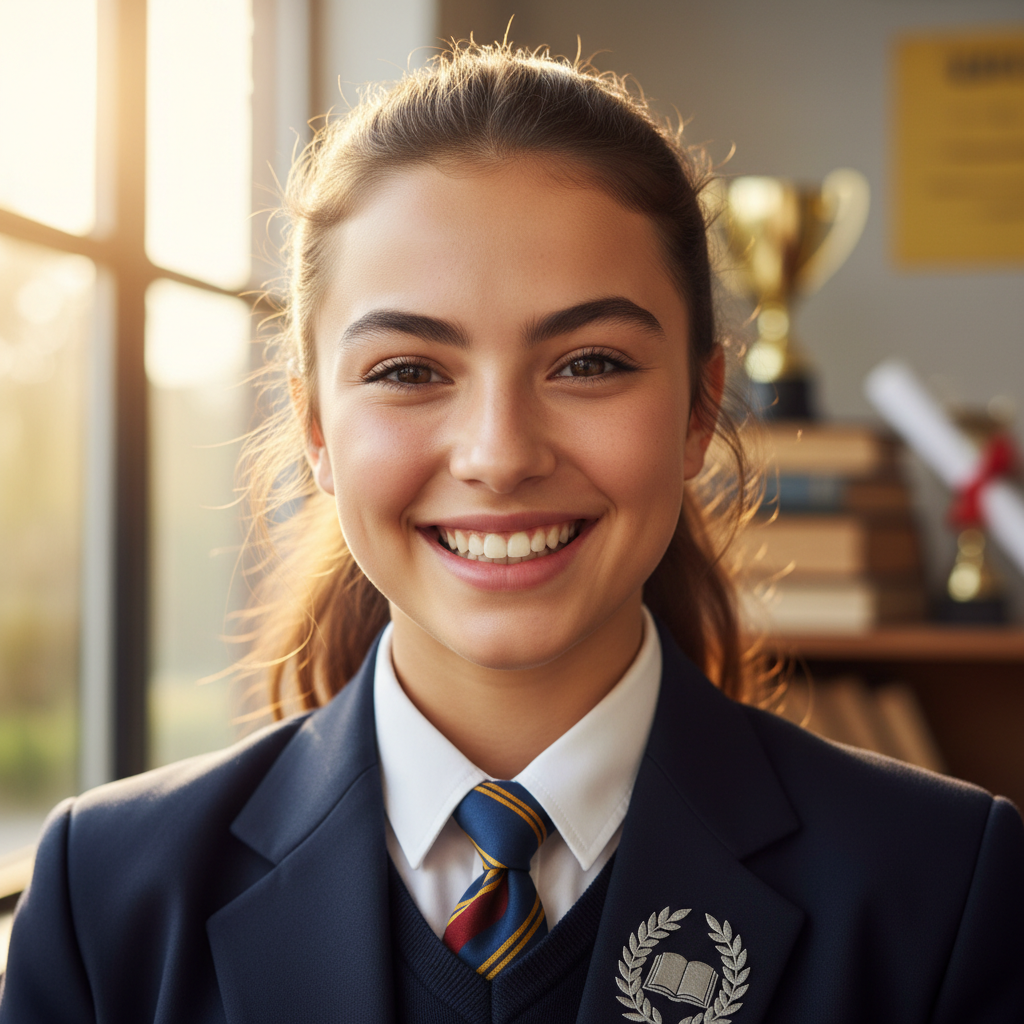 Portrait of smiling female student
